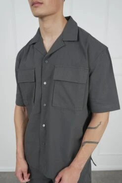 Boxy Ripstop Oversized Shirt - Charcoal(Mst14 2433 Ch) -Jk Attire DSC02002