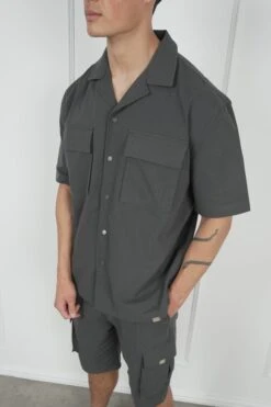 Boxy Ripstop Oversized Shirt - Charcoal(Mst14 2433 Ch) -Jk Attire DSC02039