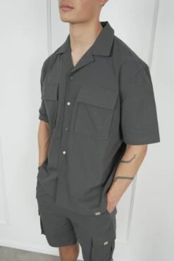 Boxy Ripstop Oversized Shirt - Charcoal(Mst14 2433 Ch) -Jk Attire DSC02041