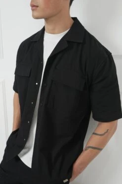 Boxy Ripstop Oversized Shirt - Black(Mst14 2433 Bk)