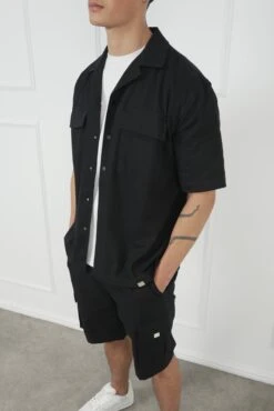 Boxy Ripstop Oversized Shirt - Black(Mst14 2433 Bk) -Jk Attire DSC02100