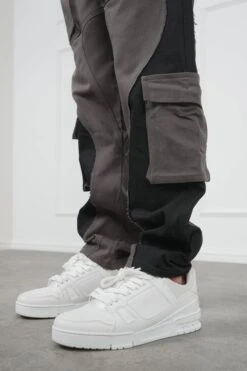 Wave Cut And Sew Denim Jeans - Black/Charcoal(Wave Cut And Sew Denim Jeans Black Charcoal) -Jk Attire DSC02443