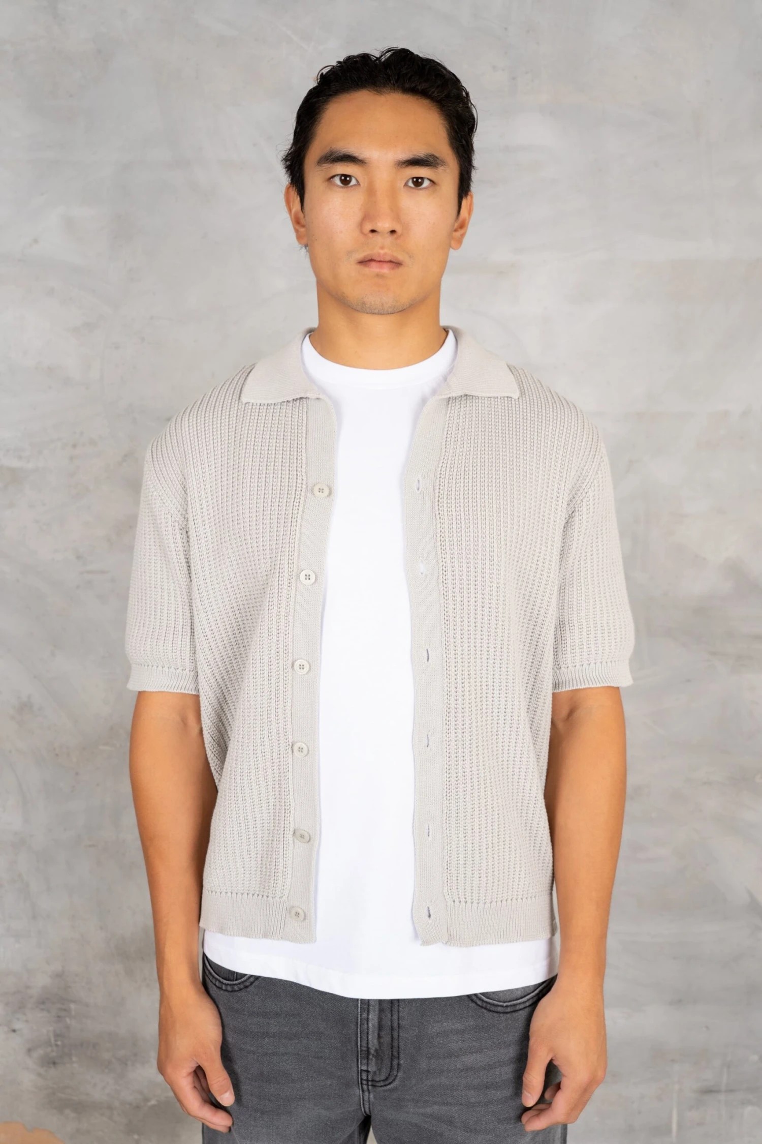 Relaxed Crochet Shirt - Grey(Mst14 2421 Lg) 3 Relaxed Crochet Shirt - Grey(Mst14 2421 Lg) - Image 3