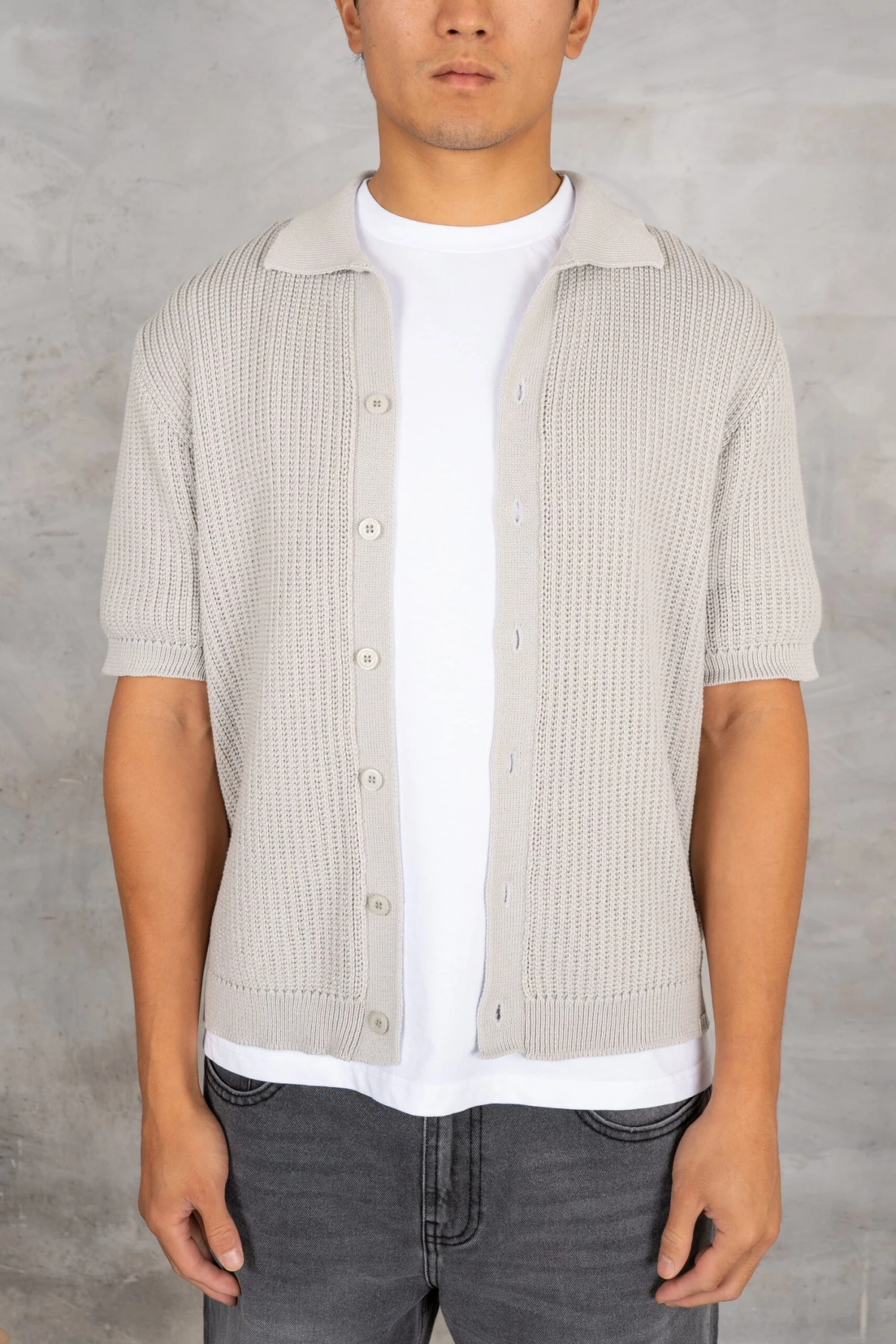 Relaxed Crochet Shirt - Grey(Mst14 2421 Lg) 1 Relaxed Crochet Shirt - Grey(Mst14 2421 Lg)