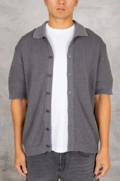 Relaxed Crochet Shirt - Charcoal(Mst14 2421 Ch)