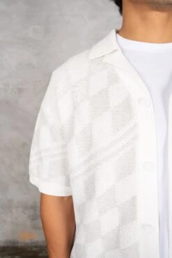 Boxy Checked Knitted Shirt - Grey/White(Boxy Checked Knitted Shirt Grey White) 10 Boxy Checked Knitted Shirt - Grey/White(Boxy Checked Knitted Shirt Grey White) -Jk Attire DSC02609