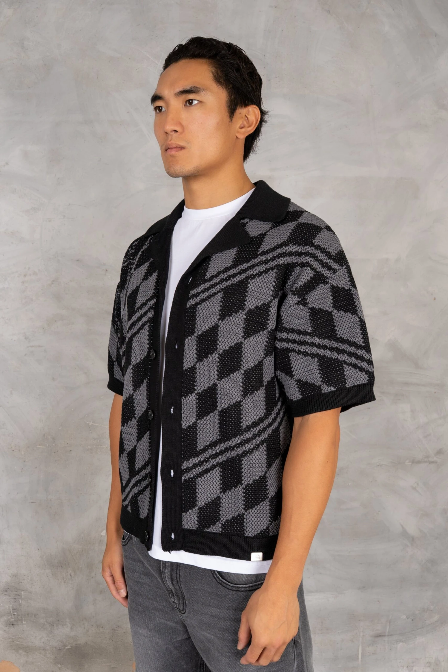 Boxy Checked Knitted Shirt - Black/Charcoal(Boxy Checked Knitted Shirt Black Charcoal) 2 Boxy Checked Knitted Shirt - Black/Charcoal(Boxy Checked Knitted Shirt Black Charcoal) - Image 2