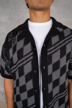 Boxy Checked Knitted Shirt - Black/Charcoal(Boxy Checked Knitted Shirt Black Charcoal) 8 Boxy Checked Knitted Shirt - Black/Charcoal(Boxy Checked Knitted Shirt Black Charcoal) -Jk Attire DSC02623