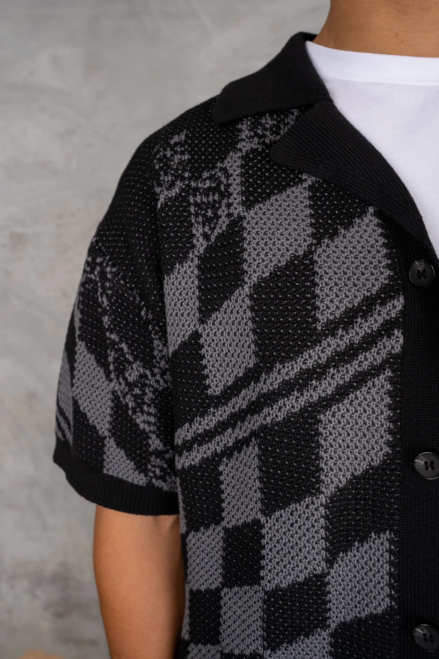 Boxy Checked Knitted Shirt - Black/Charcoal(Boxy Checked Knitted Shirt Black Charcoal) 5 Boxy Checked Knitted Shirt - Black/Charcoal(Boxy Checked Knitted Shirt Black Charcoal) - Image 5