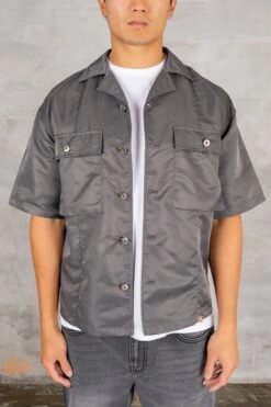 Boxy Nylon Oversized Shirt - Charcoal(Mst14 2446 Ch)