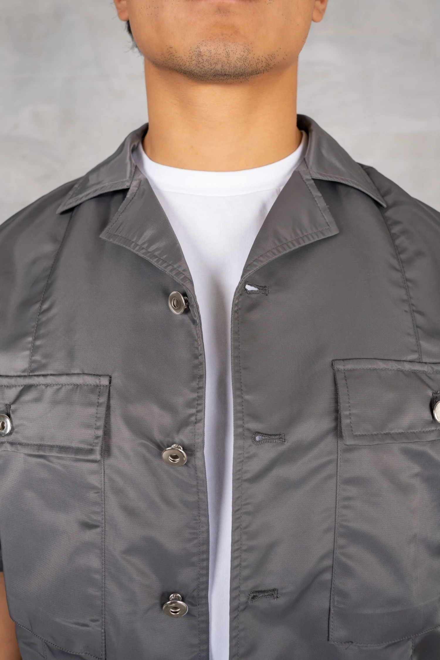 Boxy Nylon Oversized Shirt - Charcoal(Mst14 2446 Ch) 6 Boxy Nylon Oversized Shirt - Charcoal(Mst14 2446 Ch) - Image 6