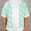 Boxy Checked Knitted Shirt - Mint(Boxy Checked Knitted Shirt Mint Copy)