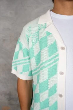 Boxy Checked Knitted Shirt - Mint(Boxy Checked Knitted Shirt Mint Copy) 12 Boxy Checked Knitted Shirt - Mint(Boxy Checked Knitted Shirt Mint Copy) -Jk Attire DSC02654