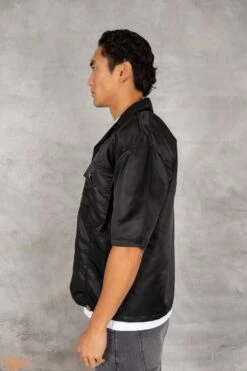 Boxy Nylon Oversized Shirt - Black(Mst14 2446 Bk) -Jk Attire DSC02665