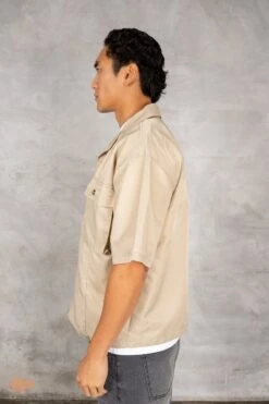 Boxy Nylon Oversized Shirt - Stone(Mst14 2446 St) -Jk Attire DSC02671
