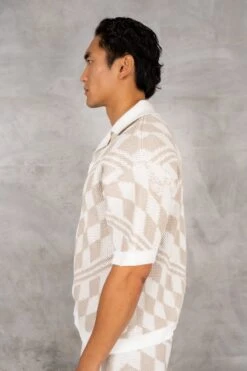 Boxy Checked Knitted Shirt - Taupe(Boxy Checked Knitted Shirt Taupe) -Jk Attire DSC02733