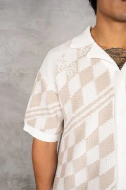 Boxy Checked Knitted Shirt - Taupe(Boxy Checked Knitted Shirt Taupe) -Jk Attire DSC02735