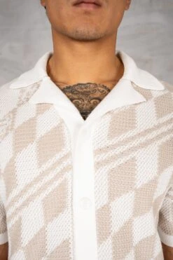 Boxy Checked Knitted Shirt - Taupe(Boxy Checked Knitted Shirt Taupe) -Jk Attire DSC02737