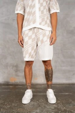 Knitted Checked Shorts - Taupe(Knitted Checked Shorts Taupe)