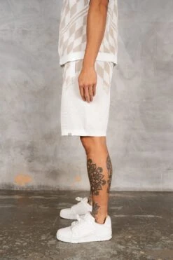 Knitted Checked Shorts - Taupe(Knitted Checked Shorts Taupe) -Jk Attire DSC02742