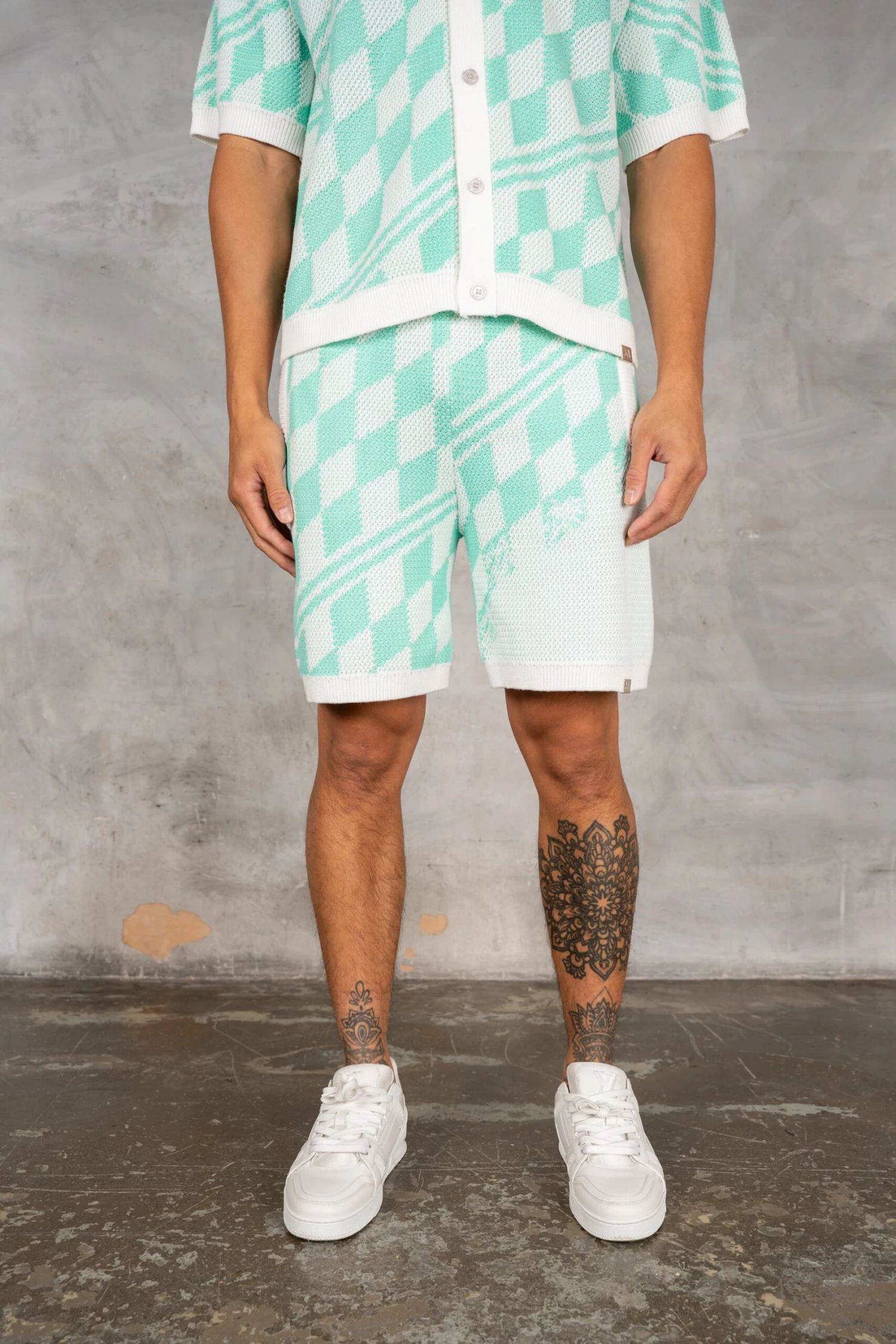 Boxy Checked Knitted Shirt - Mint(Boxy Checked Knitted Shirt Mint) 7 Boxy Checked Knitted Shirt - Mint(Boxy Checked Knitted Shirt Mint) - Image 7