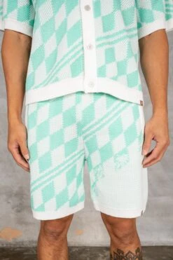 Knitted Checked Shorts - Mint(Knitted Checked Shorts Mint) -Jk Attire DSC02755