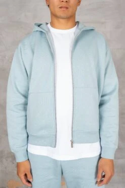 Oversized Boxy Zip Through Hoodie - Light Blue(Oversized Boxy Zip Through Hoodie Light Blue)