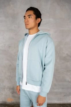 Oversized Boxy Zip Through Hoodie - Light Blue(Oversized Boxy Zip Through Hoodie Light Blue) -Jk Attire DSC02791