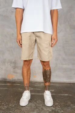 Nylon Cargo Shorts - Stone(Msh14 2447 St) -Jk Attire DSC02868