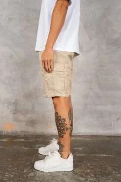 Nylon Cargo Shorts - Stone(Msh14 2447 St) -Jk Attire DSC02872