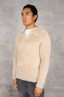 Open Neck Mohair Polo Pullover - Taupe(New Open Neck Mohair Polo Pullover Taupe) -Jk Attire DSC02893 b32e0390 a639 478d 96dd cd010f0189de