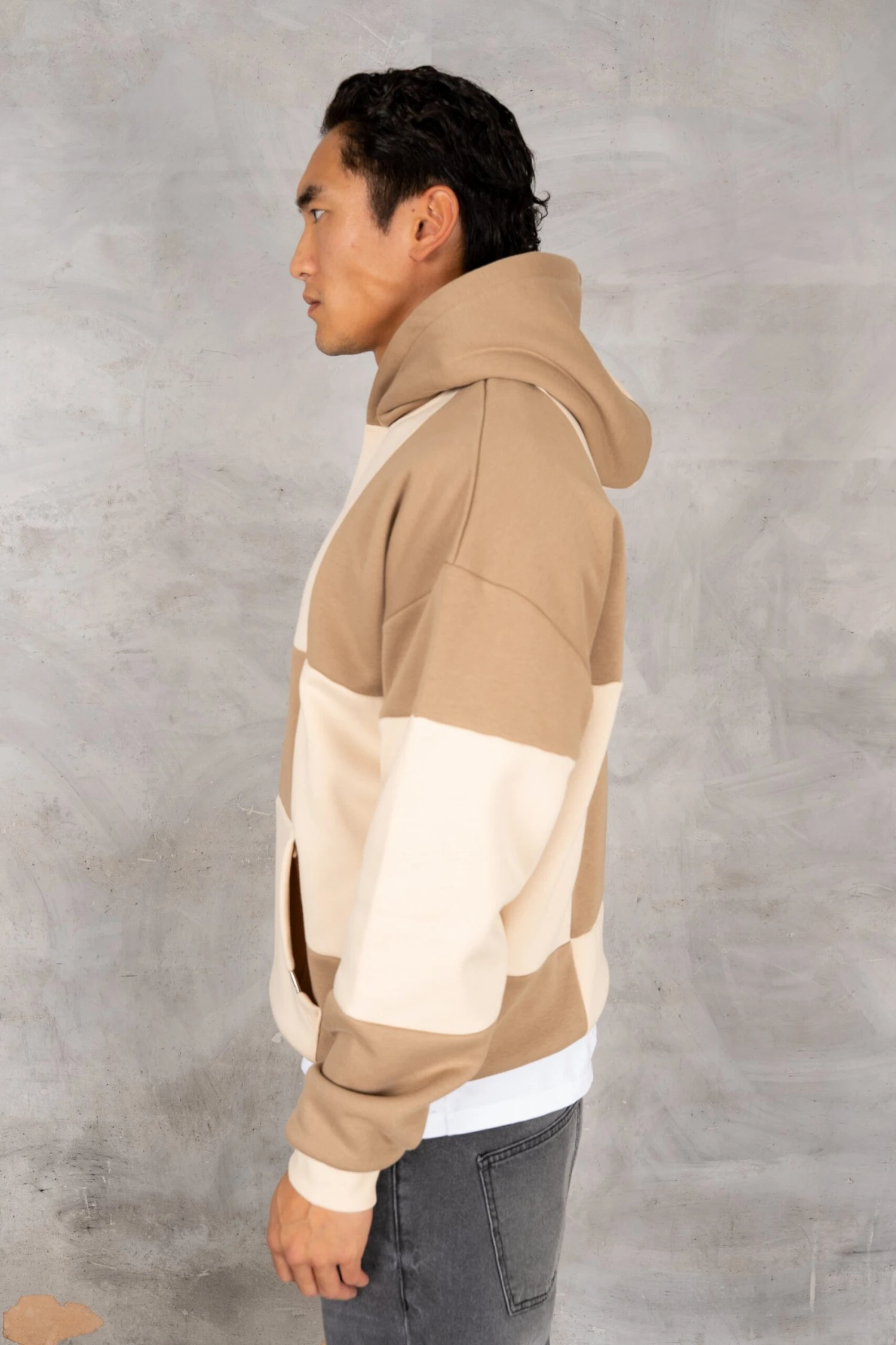 Check Stitch Oversized Hoodie - Stone(Heartless Puff Print Hoodie Black Copy 2) 4 Check Stitch Oversized Hoodie - Stone(Heartless Puff Print Hoodie Black Copy 2) - Image 4