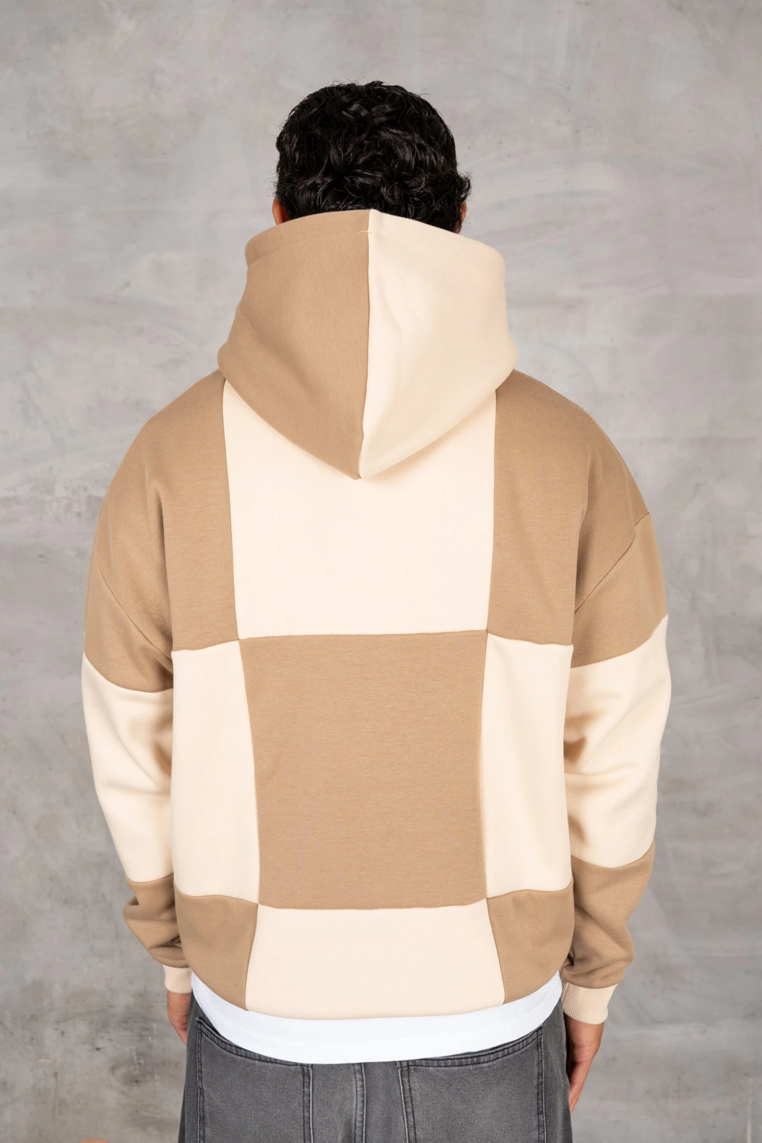 Check Stitch Oversized Hoodie - Stone(Heartless Puff Print Hoodie Black Copy 2) 2 Check Stitch Oversized Hoodie - Stone(Heartless Puff Print Hoodie Black Copy 2) - Image 2