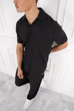 Pleated Polo Shirt - Black(New Ss24 Pleated Polo Shirt Black) -Jk Attire DSC05786