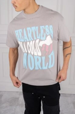 Heartless Oversized Puff Print T-Shirt - Grey(New Heartless Oversized Puff Print T Shirt Grey)