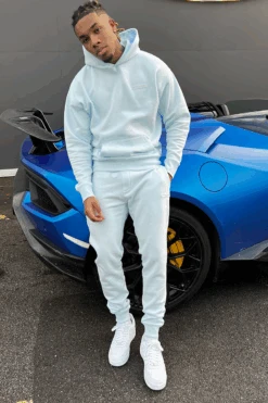 Day To Day Slim Fit Full Tracksuit - Pastel Blue(Copy Of Day To Day Slim Fit Full Tracksuit Black) -Jk Attire DTD PASTELBLUE1