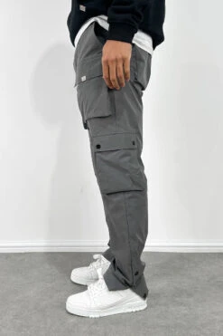 Contrast Band Snap Cargo Pant - Charcoal(New Contrast Band Snap Cargo Pant Charcoal) -Jk Attire E