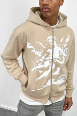 Cherub Double Zip Hoodie - Stone(Cherub Double Zip Hoodie Stone)