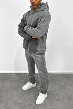 Flame Split Sherpa Pull Over - Grey/Charcoal(New Flame Split Sherpa Pull Over Grey Charcoal) -Jk Attire E e11098ee 16f7 4148 a490 0b9421dd221f