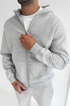 Essential Zip-Up Hoodie - Grey Marl(New Day To Day Zip Up Straight Leg Full Tracksuit Grey Marl) -Jk Attire GREY2 cc1df130 892e 4c31 90e4 bc4342c608fe