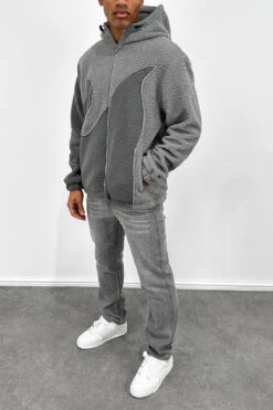 Flame Split Sherpa Pull Over - Grey/Charcoal(New Flame Split Sherpa Pull Over Grey Charcoal) -Jk Attire G d5ba45fb 51ec 46da b981 830eec655479