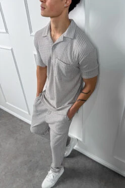 Structured Open Neck Polo - Grey(Mst14 2429 Lg) -Jk Attire Grey 8