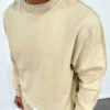 Extended Neck Crew Neck Sweatshirt - Taupe(Extended Neck Crew Neck Sweatshirt Taupe)