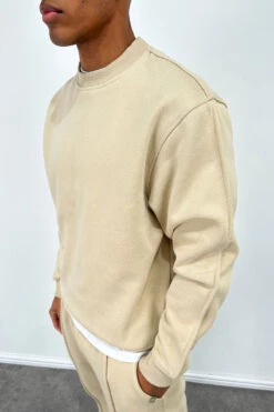 Extended Neck Crew Neck Sweatshirt - Taupe(Extended Neck Crew Neck Sweatshirt Taupe) -Jk Attire J 5b4a8da0 4e02 4ed9 8425 7055bce2ef28