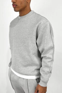 Extended Neck Crew Neck Sweatshirt - Grey Marl(Extended Neck Crew Neck Sweatshirt Grey Marl) -Jk Attire L 5ccf72e1 b61b 4e7d 9cbe 785601d149a3