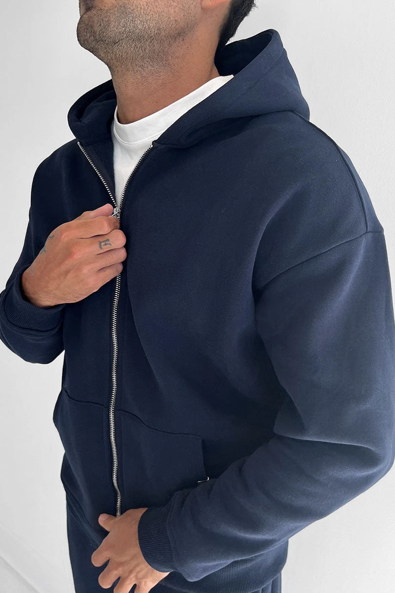 Essential Zip-Up Hoodie - Navy(New Day To Day Zip Up Straight Leg Full Tracksuit Navy) 2 Essential Zip-Up Hoodie - Navy(New Day To Day Zip Up Straight Leg Full Tracksuit Navy) - Image 2