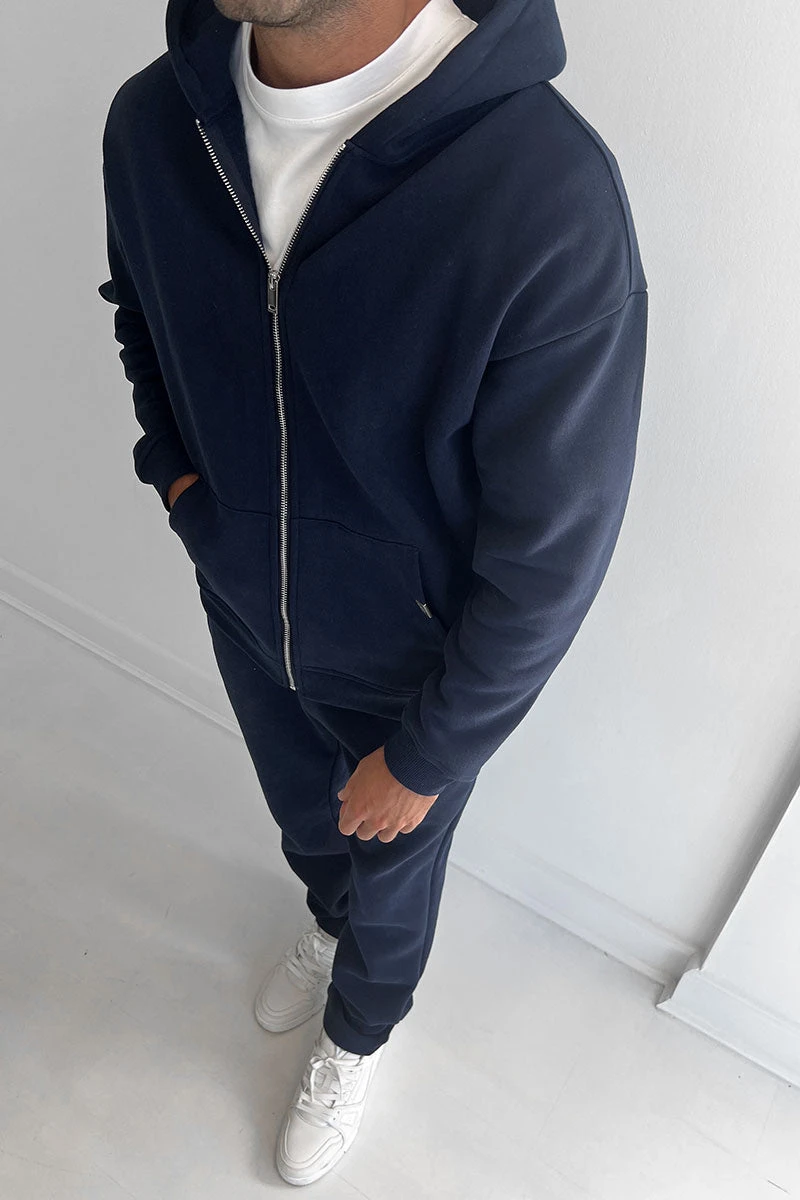 Essential Zip-Up Hoodie - Navy(New Day To Day Zip Up Straight Leg Full Tracksuit Navy) 4 Essential Zip-Up Hoodie - Navy(New Day To Day Zip Up Straight Leg Full Tracksuit Navy) - Image 4
