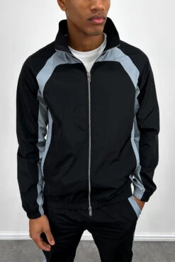 Nylon Track Jacket - Black/Pale Blue(New Nylon Track Jacket Black Pale Blue)