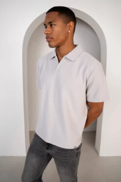 Waffle Boxy Open Neck Polo - Grey(Waffle Boxy Open Neck Polo Grey) 14 Waffle Boxy Open Neck Polo - Grey(Waffle Boxy Open Neck Polo Grey) -Jk Attire Product5 12