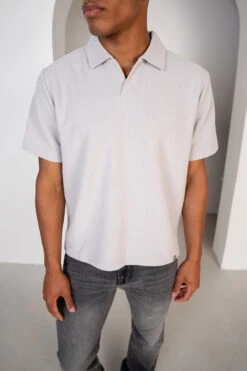 Waffle Boxy Open Neck Polo - Grey(Waffle Boxy Open Neck Polo Grey) 17 Waffle Boxy Open Neck Polo - Grey(Waffle Boxy Open Neck Polo Grey) -Jk Attire Product5 16